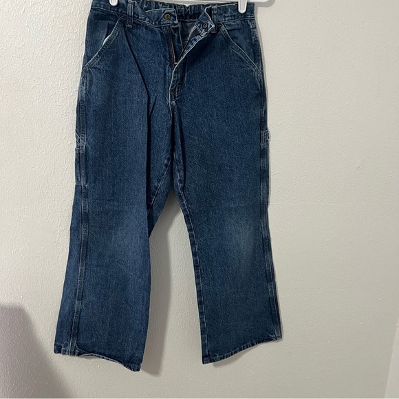 Wrangler Boys Size Husky 14 Denim Carpenter Jeans Adjustable Waist 100% Cotton - Picture 1 of 8